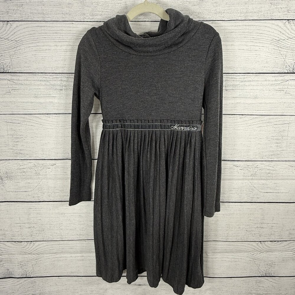 NWT Monnalisa Gray Cowl Neck Pleated Made in Italy Dress Sz 9
